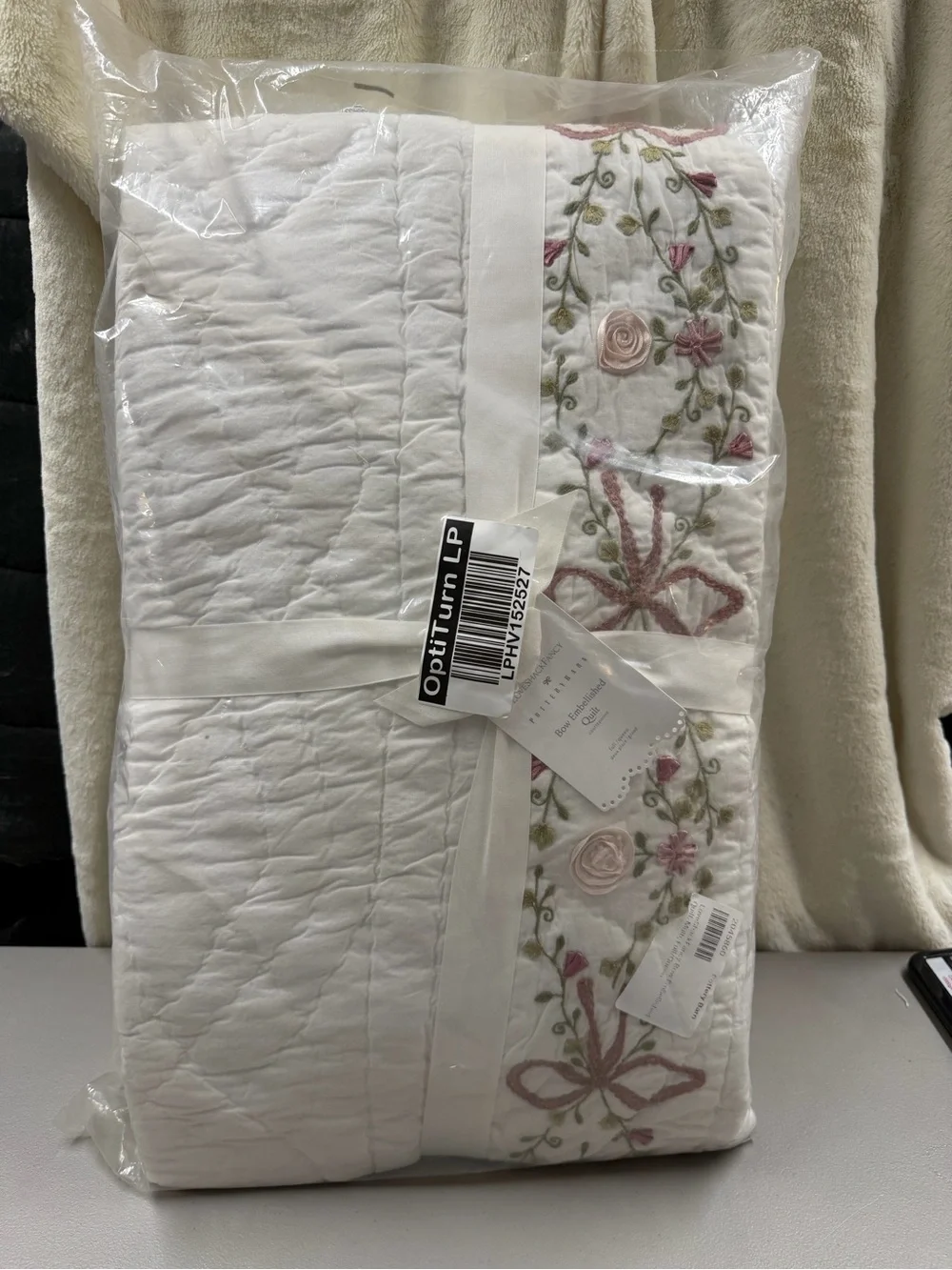 LoveShackFancy x Pottery Barn Bow Embellished Quilt Full Queen Bedding NWT